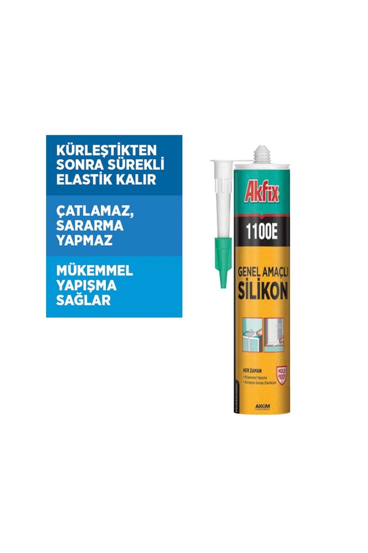 1_org_zoom Akfix AKFİX SİYAH SİLİKON 280 GRAM KÜF TUTMAZ MÜKEMMEL YAPIŞMA - Görsel 1