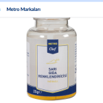 METRO Chef Yağ Bazlı Gıda Boyası 25 G Sarı Toz