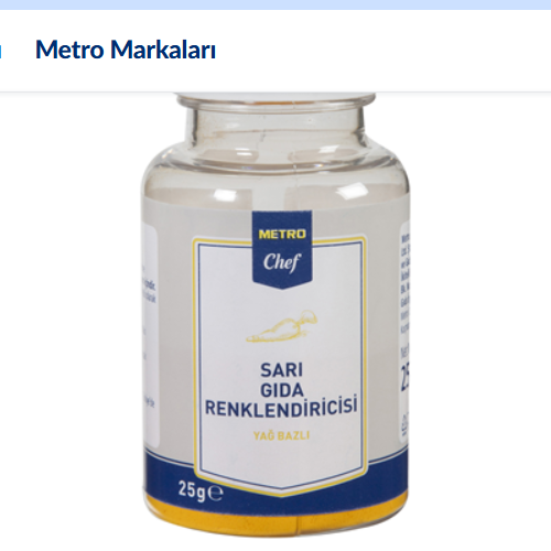 metro-chef-yag-bazli-gida-boyasi-25-g-sari-toz METRO Chef Yağ Bazlı Gıda Boyası 25 G Sarı Toz